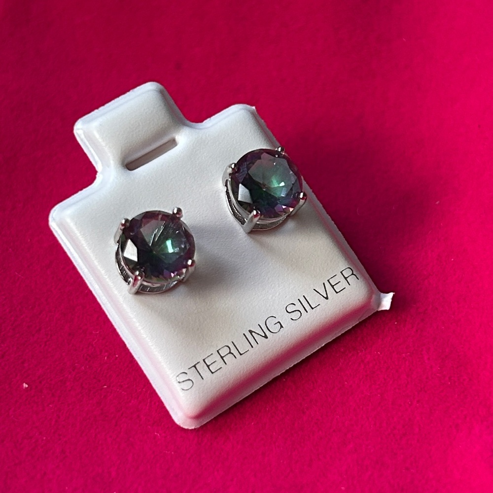 Sterling Silver Mystic topaz Stud Earrings‎